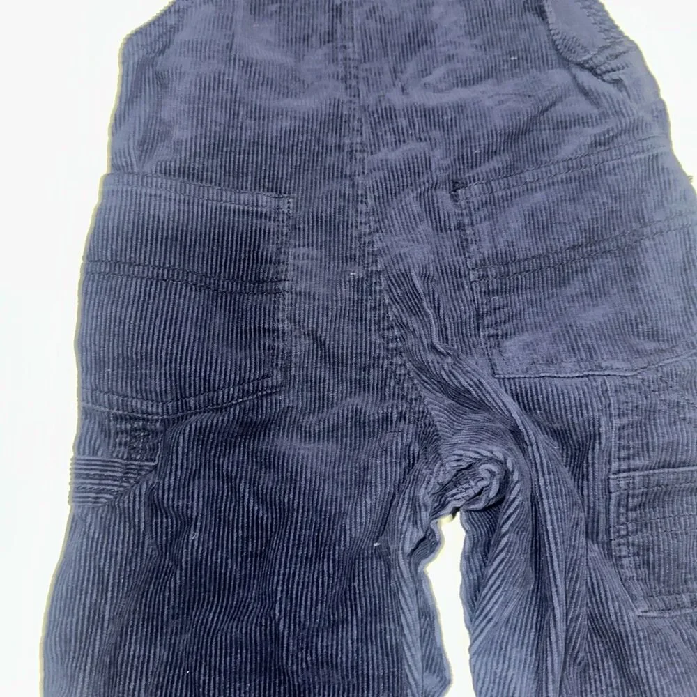 Vintage OSHKOSH B'GOSH navy Blue Corduroy Bear Print Overalls Kids 24 Months
